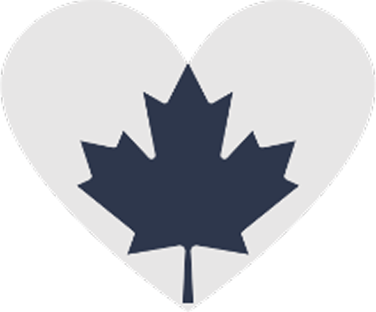 heart icon with maple leaf silhouette inside