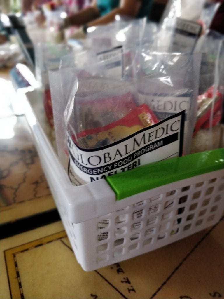 Bags of Emergency Food sitting in a basket
