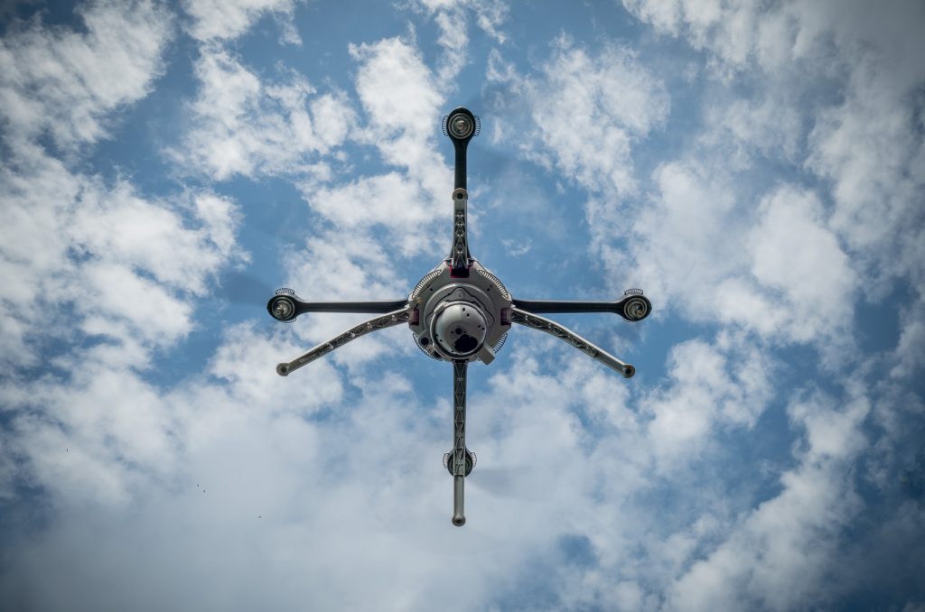 UAV flying through the sky