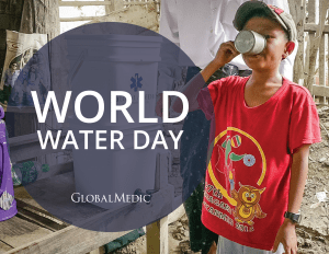 Child Drinking Water with the text World Water Day overlaying the image
