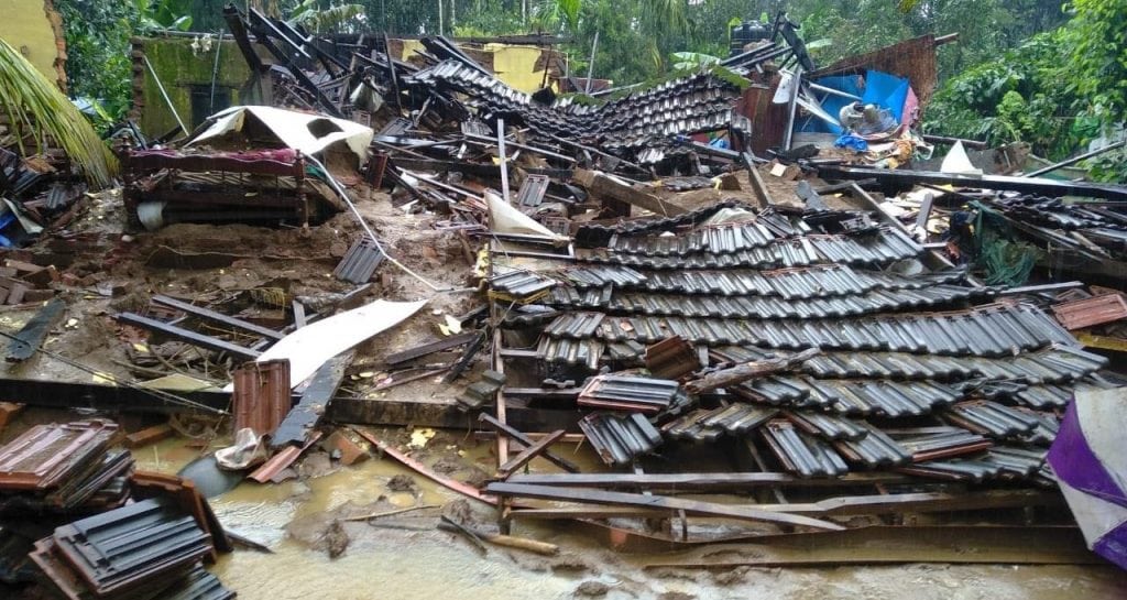 A pile of rubble from destroyed houses